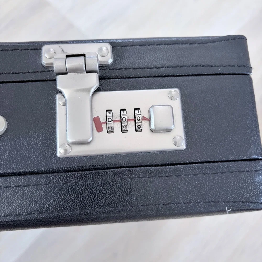 VNTG attaché Black Faux Leather Hard Shell Briefcase Case Combination Lock